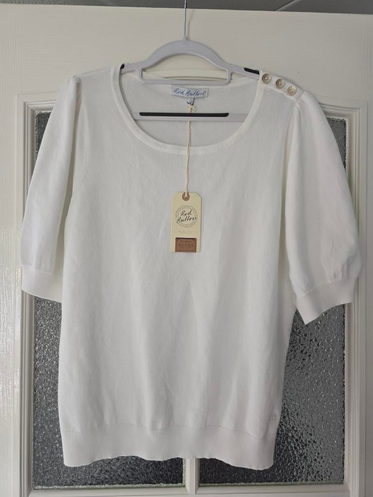 Nieuw red button shirt wit xl, Wit, Maat 42/44 (L), Nieuw, Ophalen of Verzenden