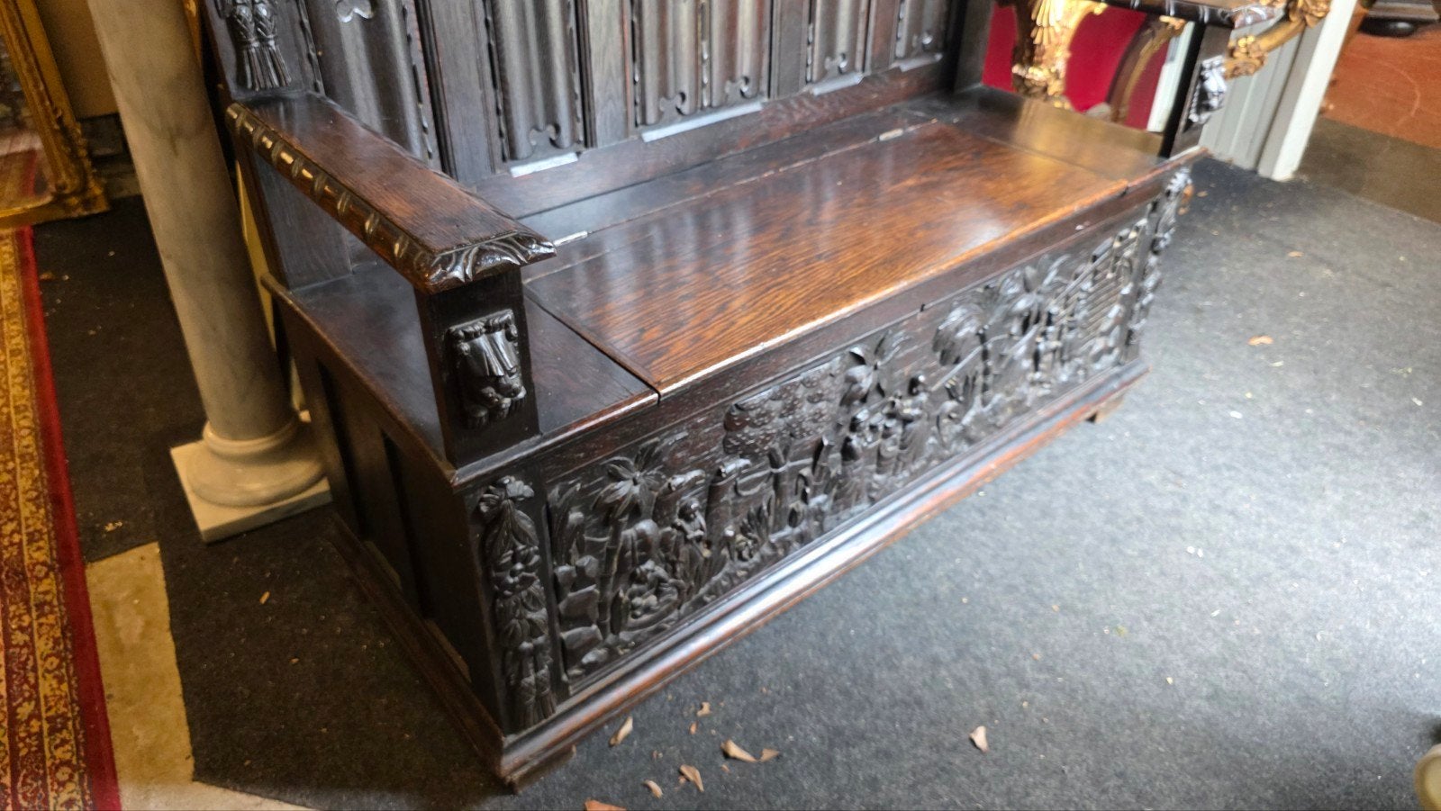 rijk bewerkte antieke kerkbank, Antiek en Kunst, Ophalen