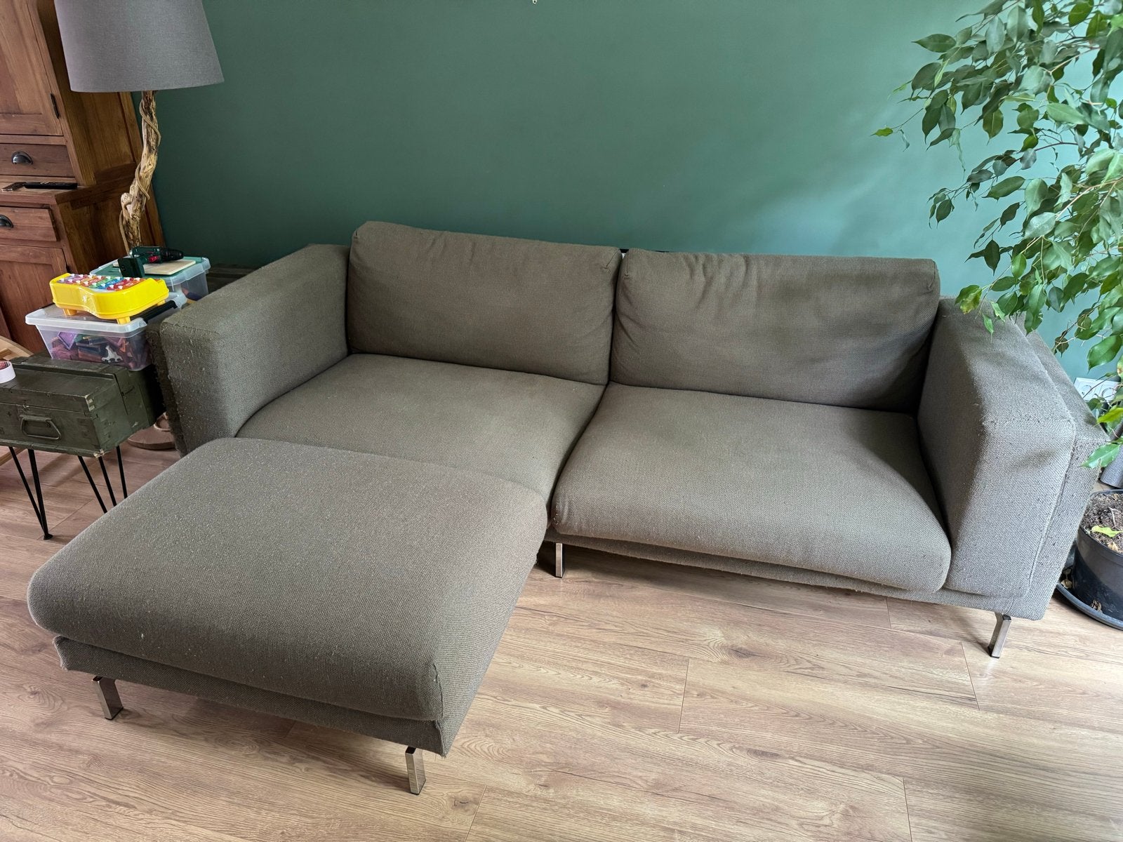 IKEA Nockeby 3-zitsbank met hocker - 251x82x93 cm, Ophalen, 250 tot 300 cm, Gebruikt, Driepersoons