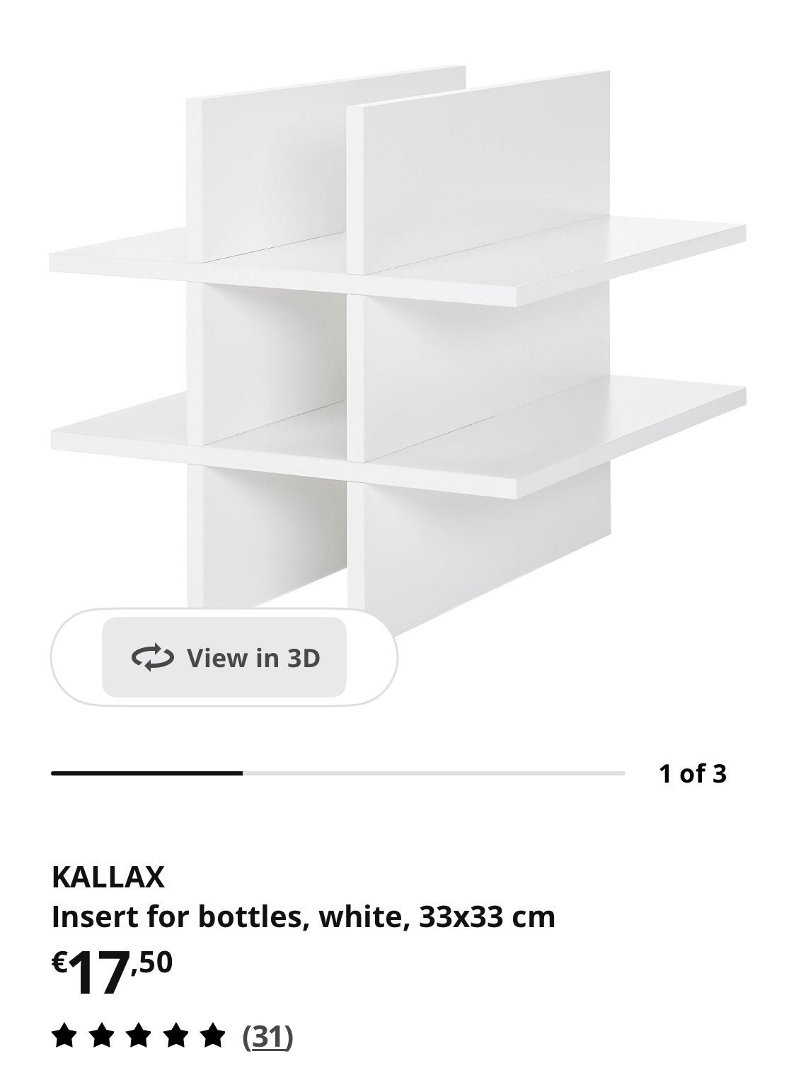 IKEA flessen vakjes voor KALLAX of EXPEDIT, Ophalen of Verzenden, Gebruikt, Wit, Hout