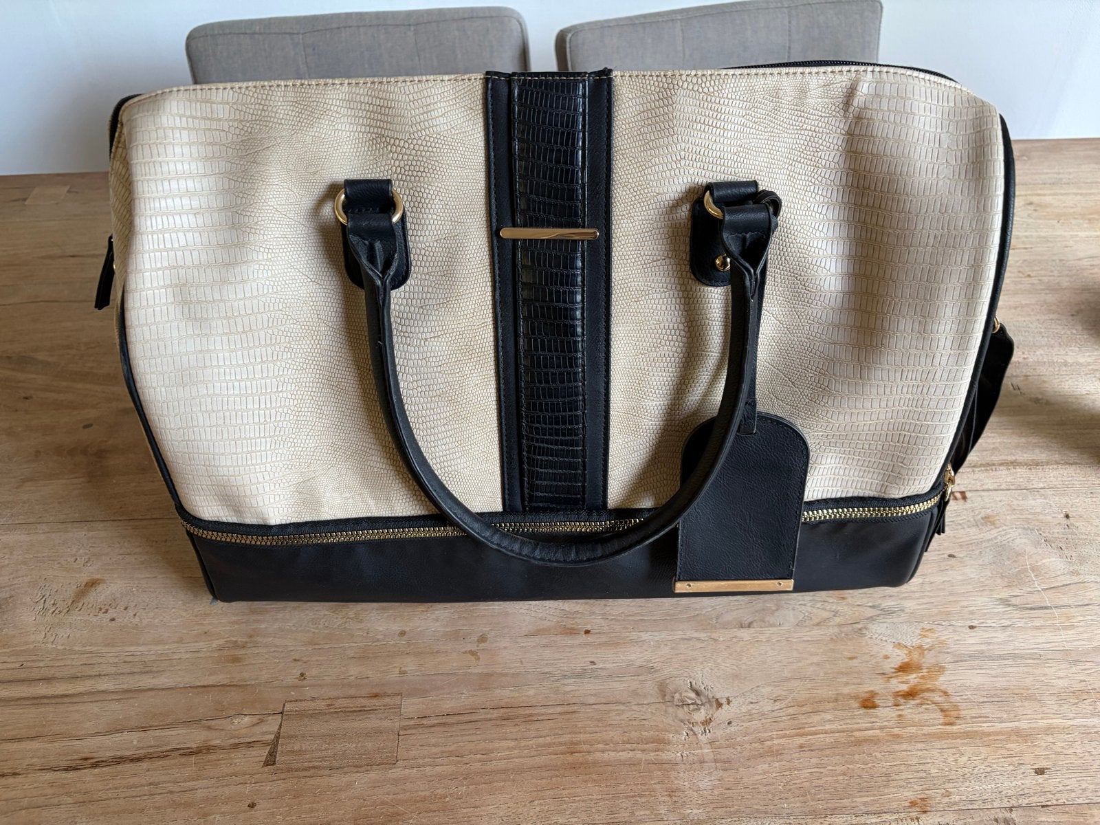 Weekendtas met schoenencompartiment, Sieraden, Tassen en Uiterlijk, Ophalen of Verzenden, Gebruikt, Beige