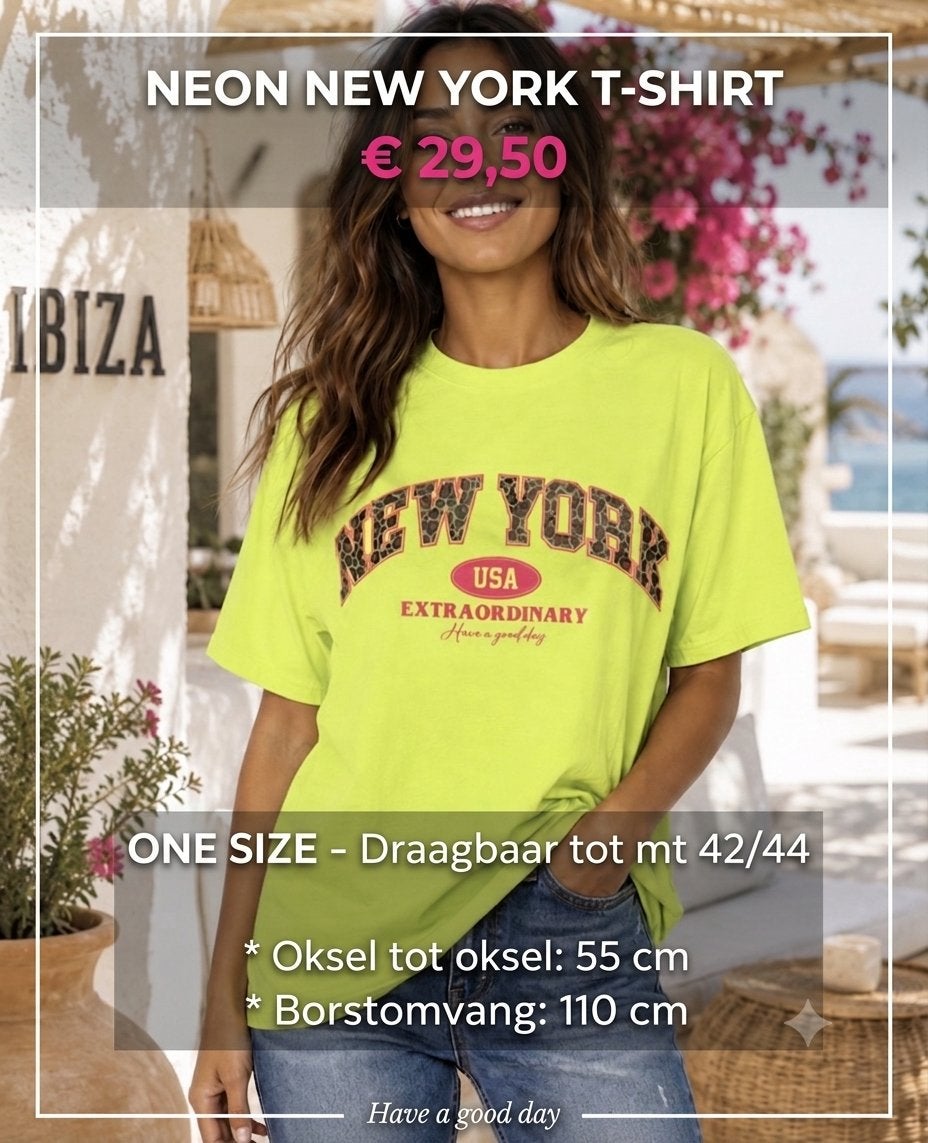 T-shirt Xtra ordinary Neon Geel neon roze letters OS, Overige kleuren, Maat 42/44 (L), Nieuw, Ophalen of Verzenden