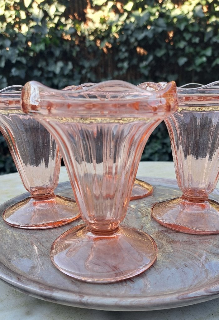 Luminarc zalmkleurige dessert glazen slush 4 stuks France, Ophalen of Verzenden
