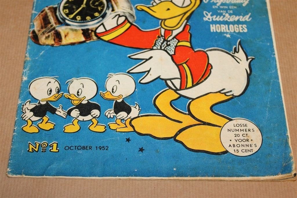 Donald Duck Nr. 1 1952 — Origineel 1e Nederlandse Nummer, Boeken, Stripboeken, Eén stripboek, Ophalen of Verzenden, Gelezen