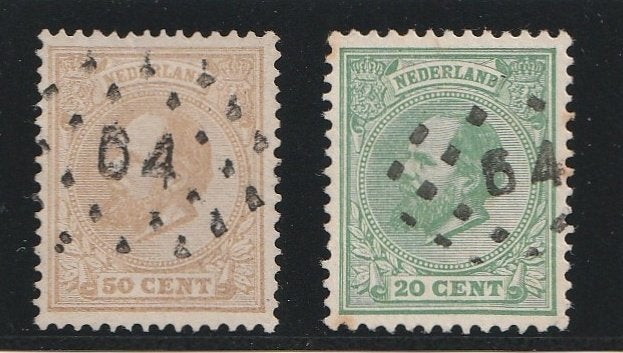 Puntstempel 64 groot en klein cijfer, Postzegels en Munten, Ophalen of Verzenden, T/m 1940, Gestempeld