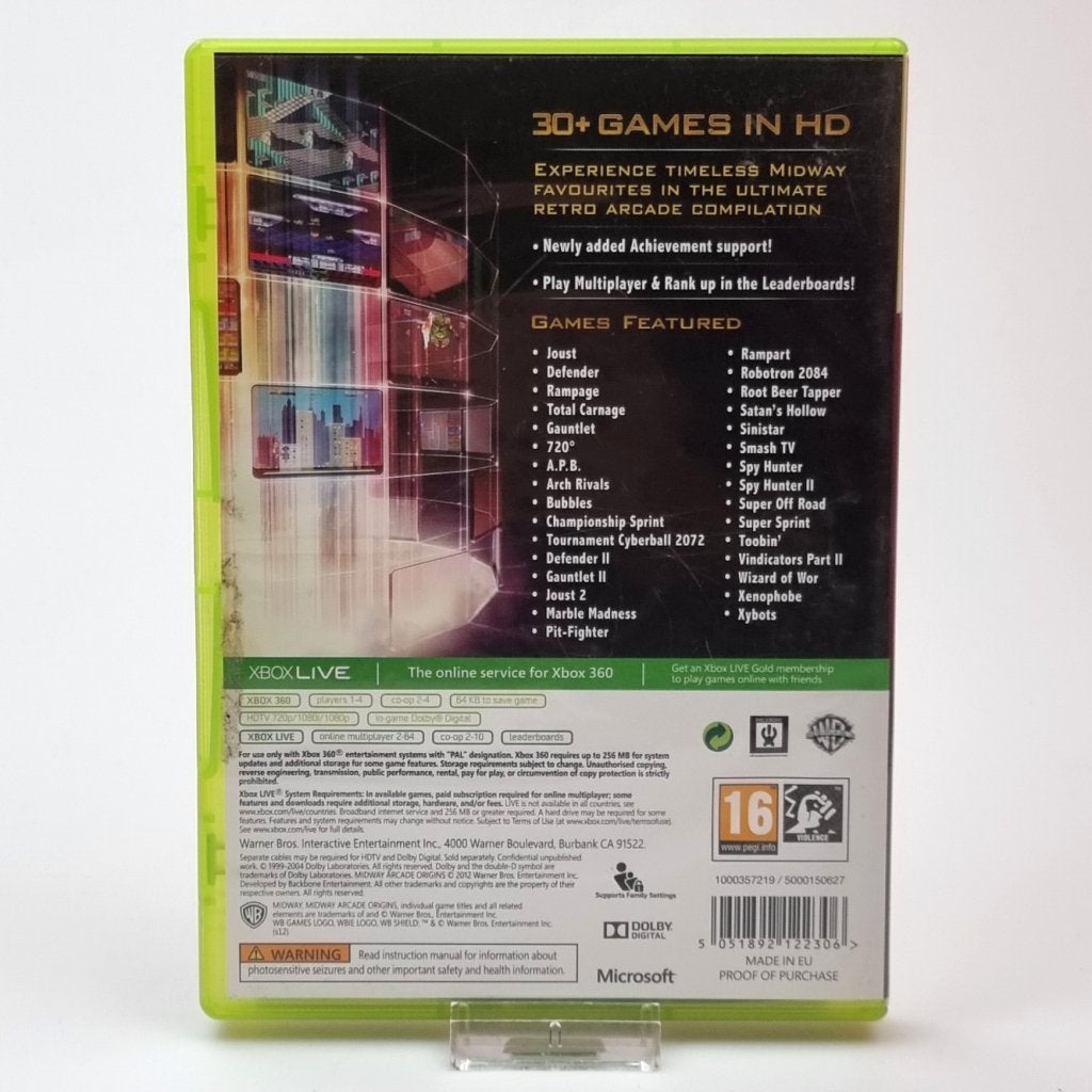 Xbox 360 Game: Midway Arcade Origins, Microsoft, Zo goed als nieuw, Support@microsoft.com, Microsoft Corporation
One Microsoft Way
Redmond, WA 98052-6399
USA