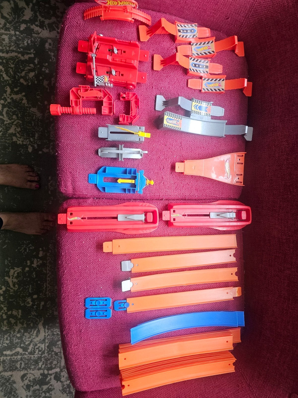 Hotwheels baan, accessoires en autootjes., Racebaan, Ophalen of Verzenden, Zo goed als nieuw, Hot Wheels