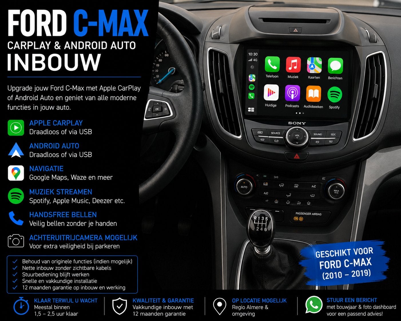 Ford C-Max CarPlay & Android Auto Inbouw, Auto diversen, Autoradio's, Ophalen, Nieuw