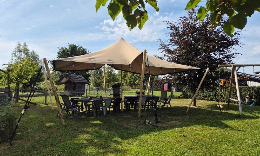 Stretchtent doek 6x6,5m - Zo goed als nieuw, Ophalen, Opvouwbaar, Overige typen, 6 meter of meer