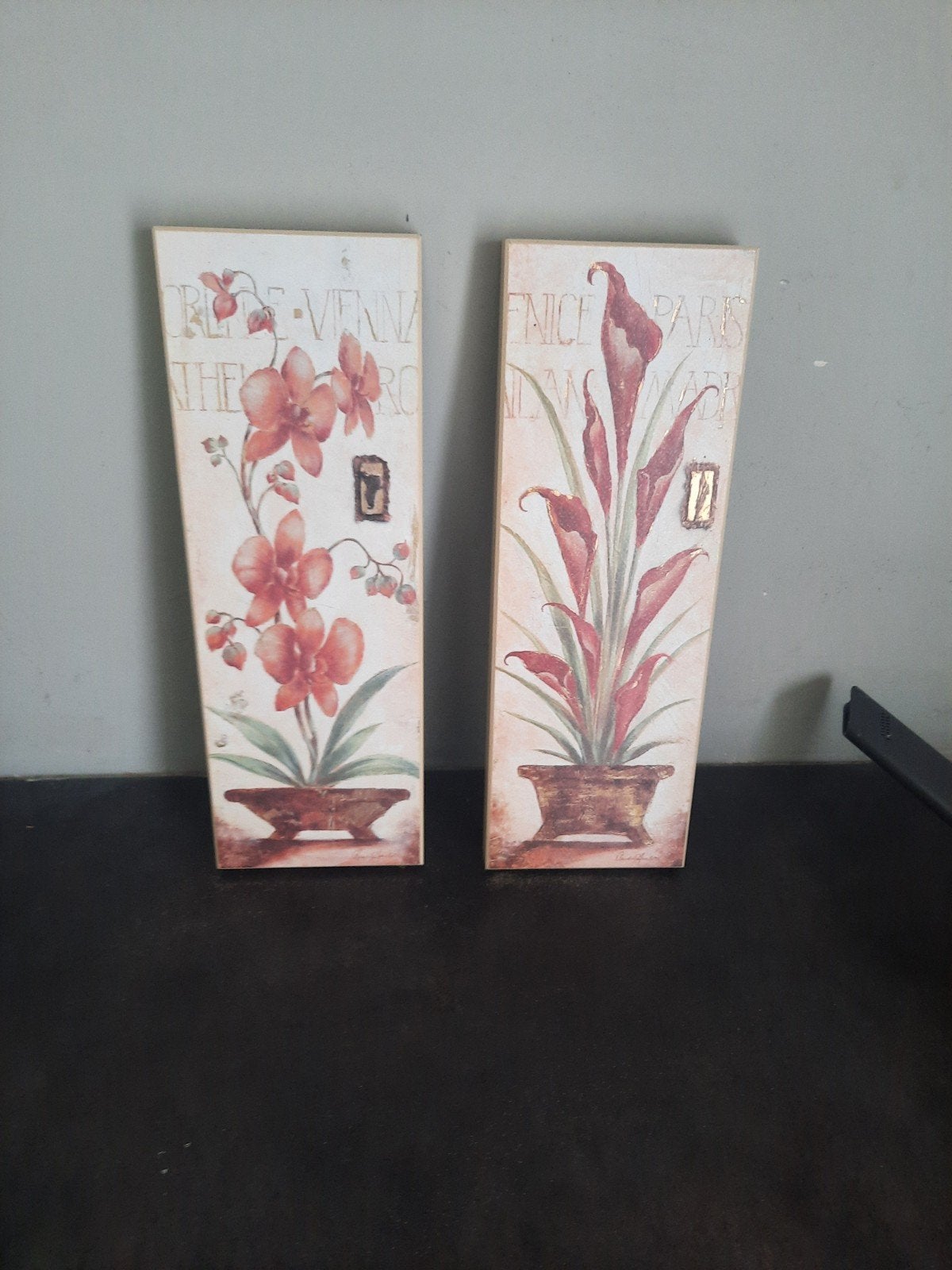 Set van 2 decoratieve wandpanelen, Gebruikt, Hout, Meerkleurig, Klassiek