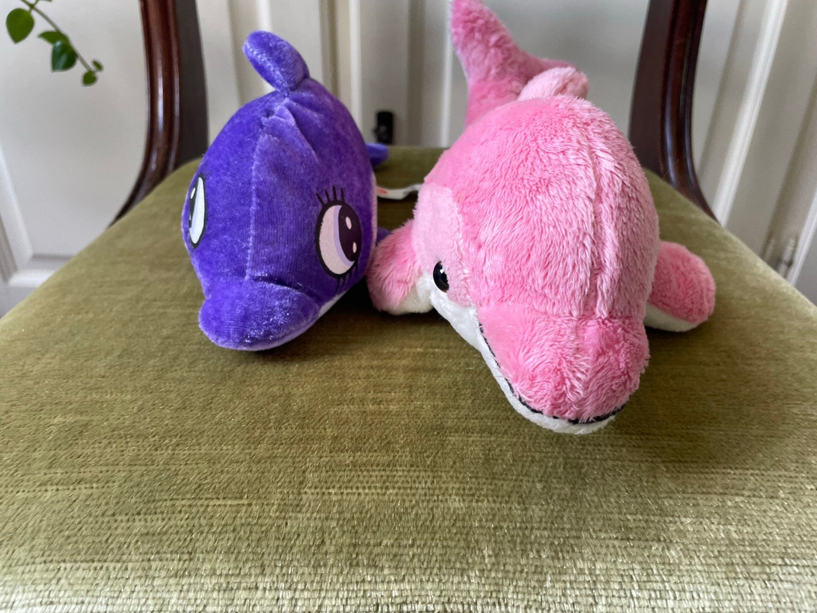 Roze en paarse dolfijn knuffels - Set van 2, Gebruikt, Overige merken, Overige karakters, Overige typen