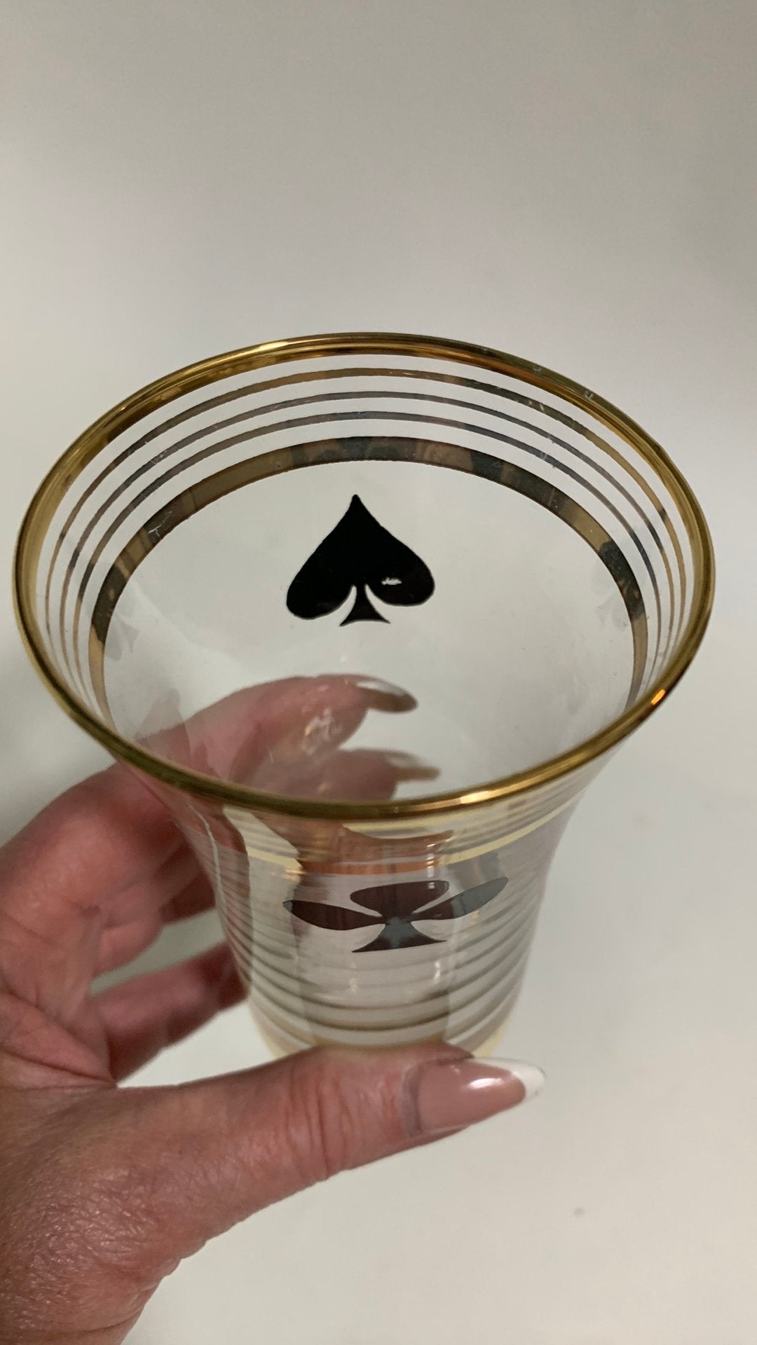 Vintage glas met Speelkaartsymbolen, Antiek en Kunst, Antiek | Glas en Kristal, Ophalen