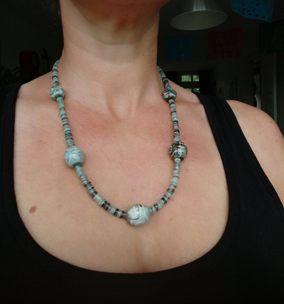 Nieuwe zelfgemaakte ketting met agaat/Heishi kralen, Verstelbaar, Nieuw, Ophalen of Verzenden, Steen of Mineraal