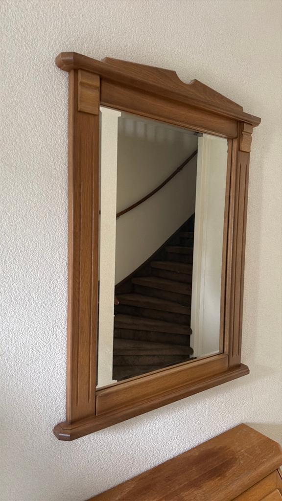 Eikenhouten spiegel met klassieke lijst, Ophalen, Rechthoekig, 50 tot 100 cm, Minder dan 100 cm