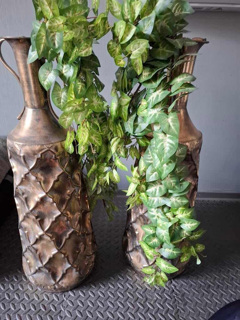 Twee grote vazen ( koperkleurig ), Ophalen, Zo goed als nieuw, Overige kleuren, Glas