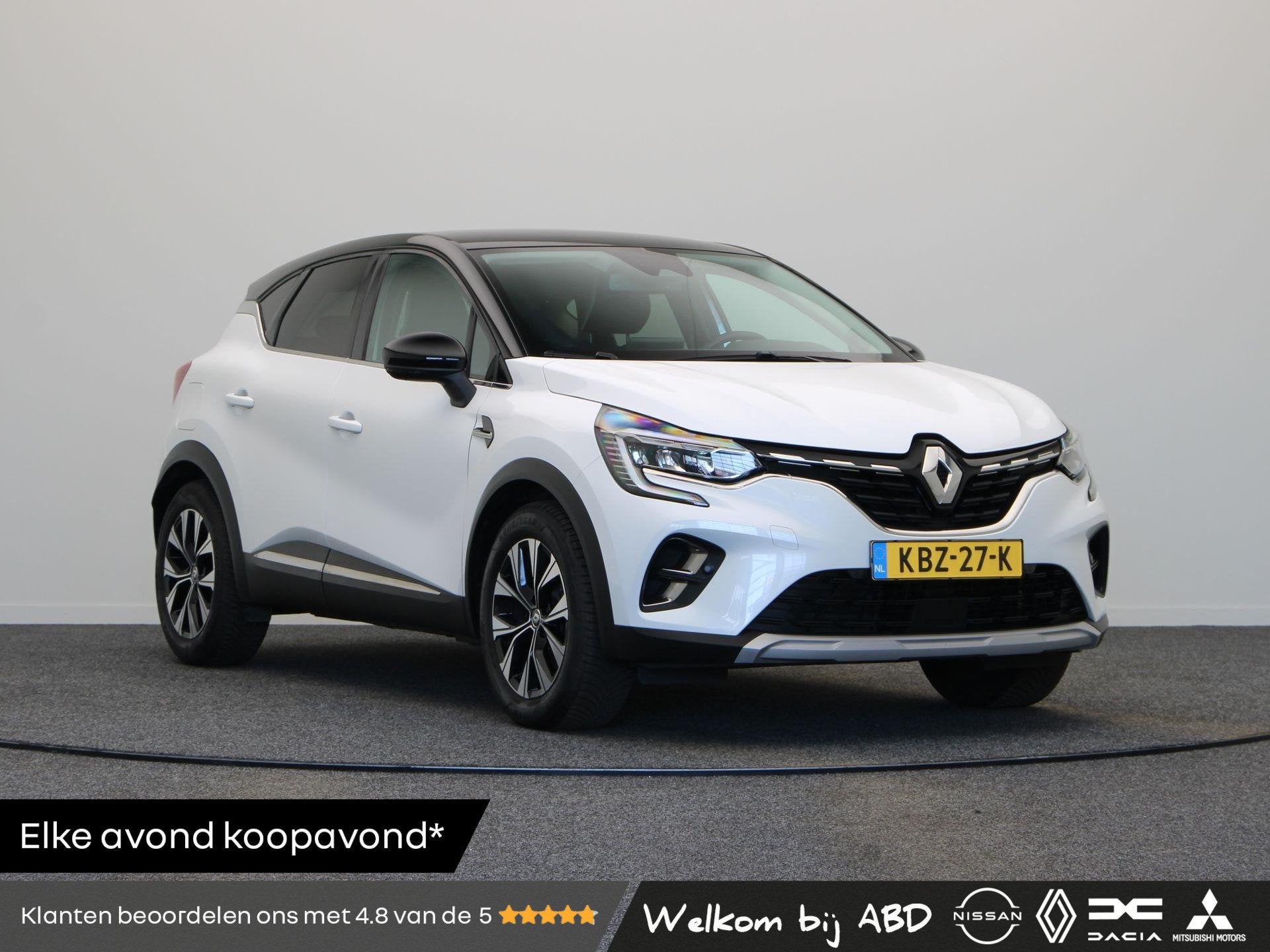 Renault Captur E-Tech Hybrid 145pk Techno | Grootscherm navi, Auto's, Gebruikt, 715 kg, Wit, Bedrijf