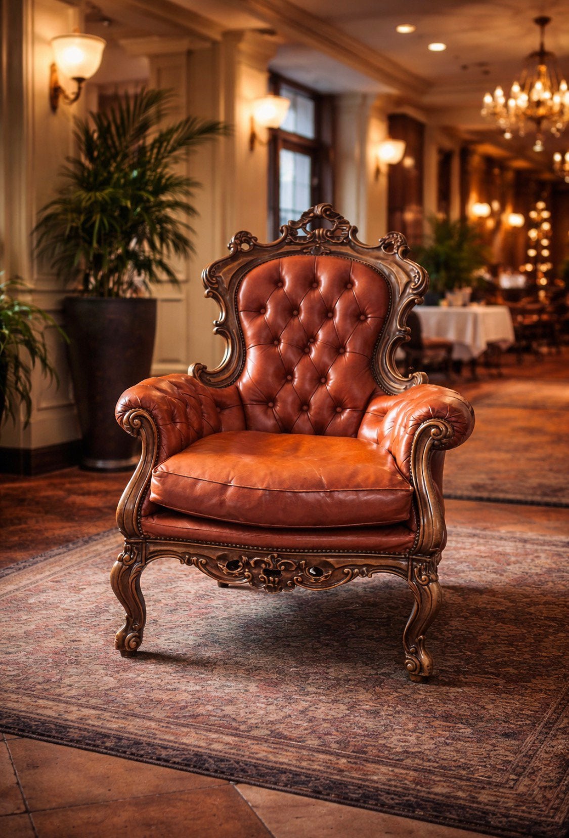 Chesterfield fauteuil / barok stoel - antiek vintage, Ophalen