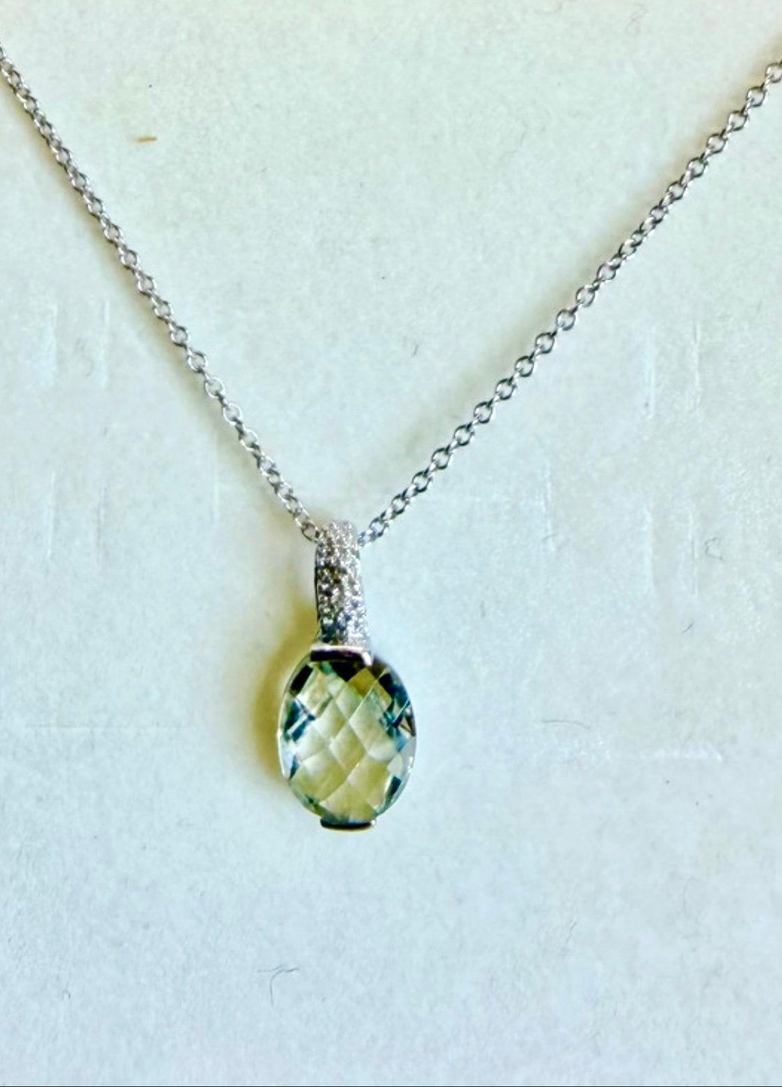 Prachtig 14k witgouden setje ketting 46cm met peridoot, Wit, Nieuw, Ophalen of Verzenden, Met edelsteen