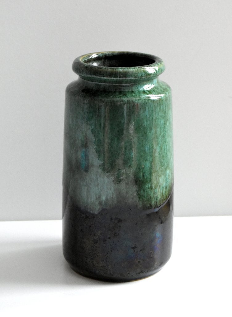 Vintage Scheurich West Germany vaas, groen-zwart 201-18, Ophalen of Verzenden, Zo goed als nieuw, Steen/keramiek, Groen