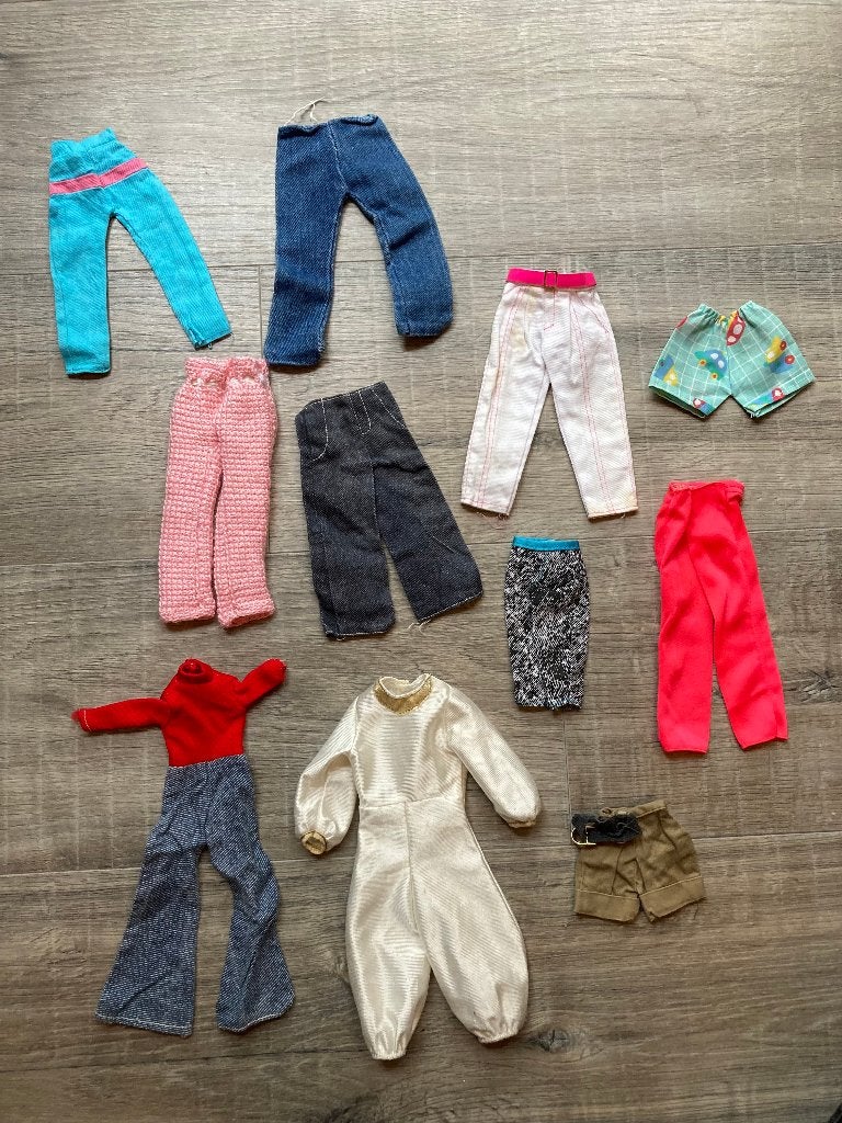 Lotje vintage retro Fleur Sindy Barbie Barbiekleding broeken, Ophalen of Verzenden, Gebruikt, Kleertjes
