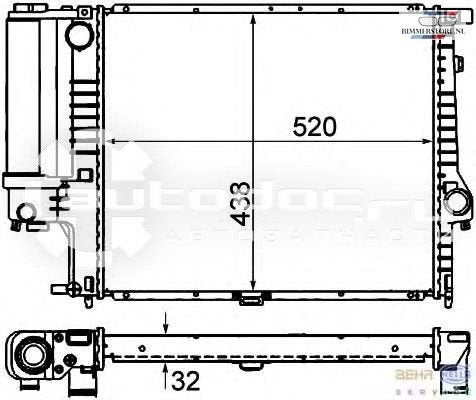 Radiateur 520x432x33 MM schakel BMW 5 serie E34 17111737763, -, -, Nieuw, Ophalen of Verzenden