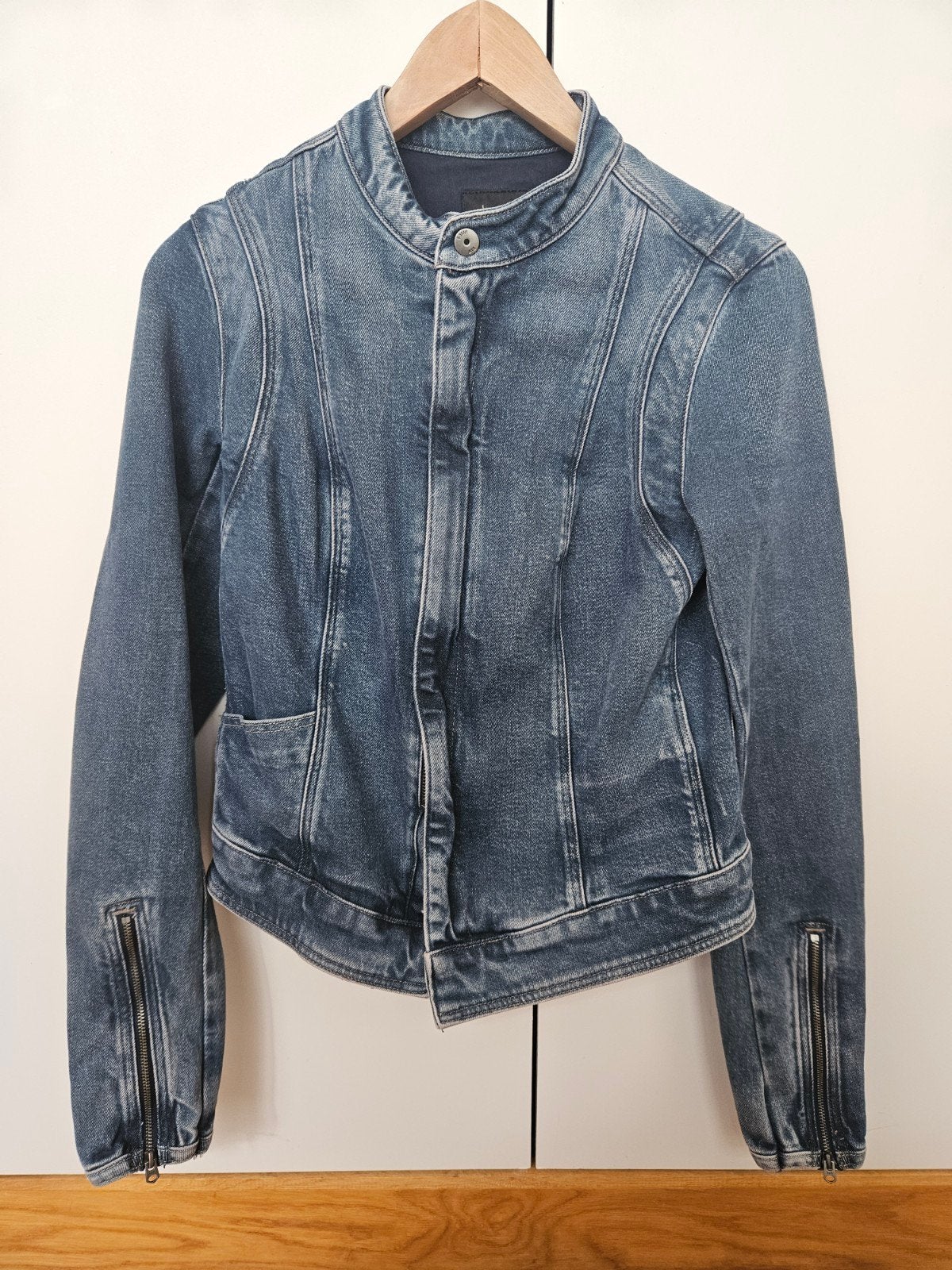 G-Star Lynn Zip Grip Slim jas, S, Kleding | Dames, Jassen | Zomer, Blauw, Ophalen of Verzenden, Zo goed als nieuw, Maat 36 (S)
