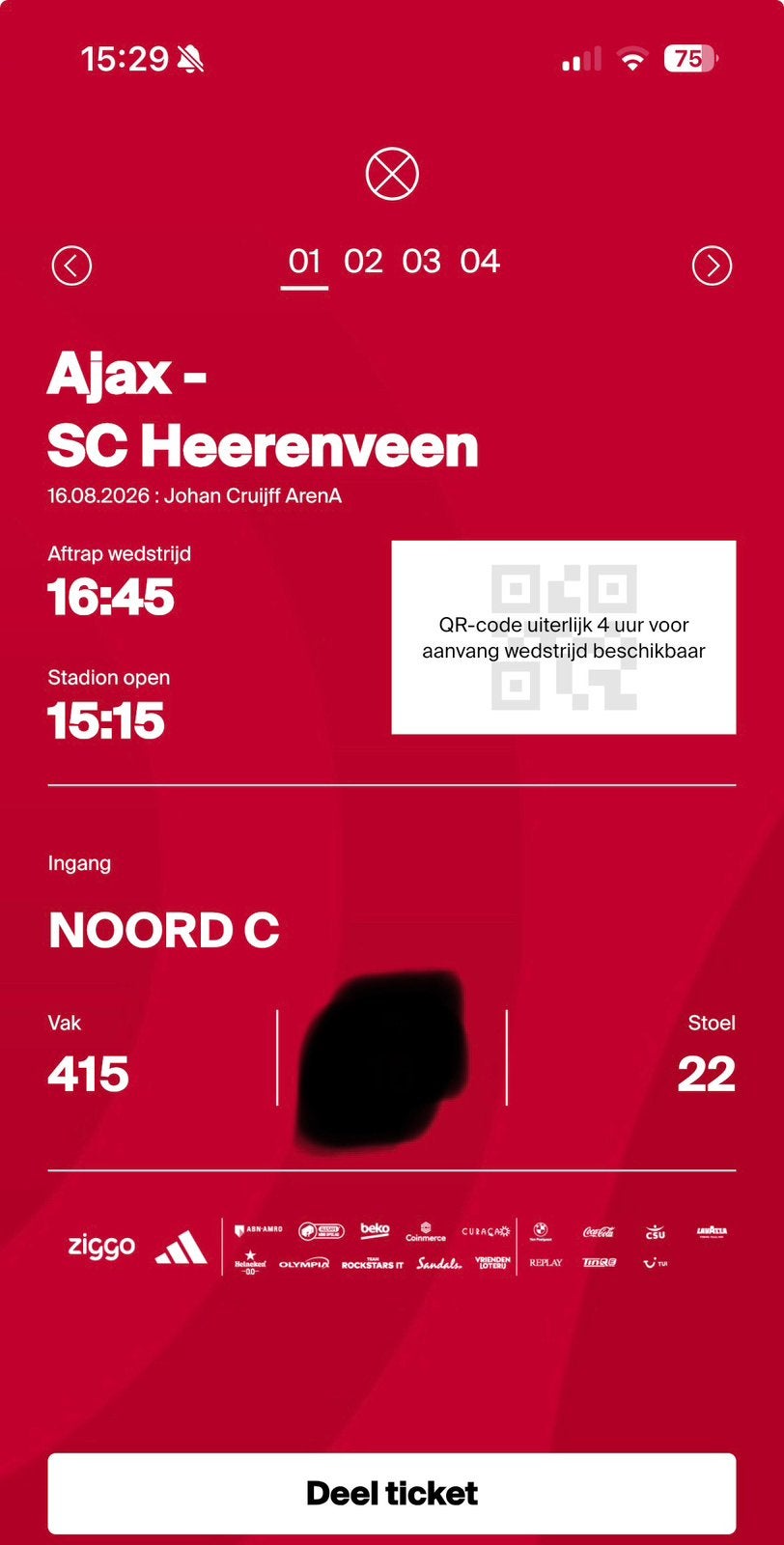 Ajax - Heerenveen | 2 kaarten, Losse kaart, Twee personen, Augustus