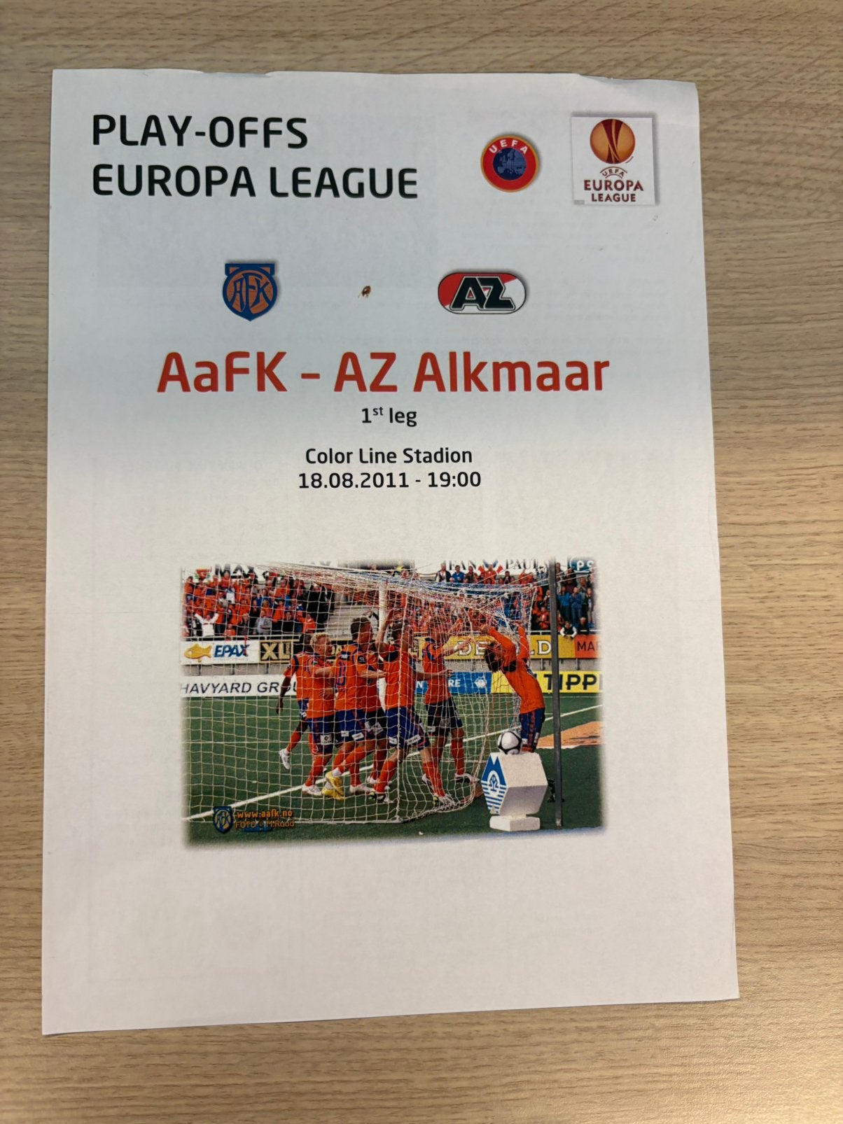 Aalesunds FK - AZ Alkmaar, Verzamelen, Ophalen of Verzenden, Zo goed als nieuw, AZ, Boek of Tijdschrift