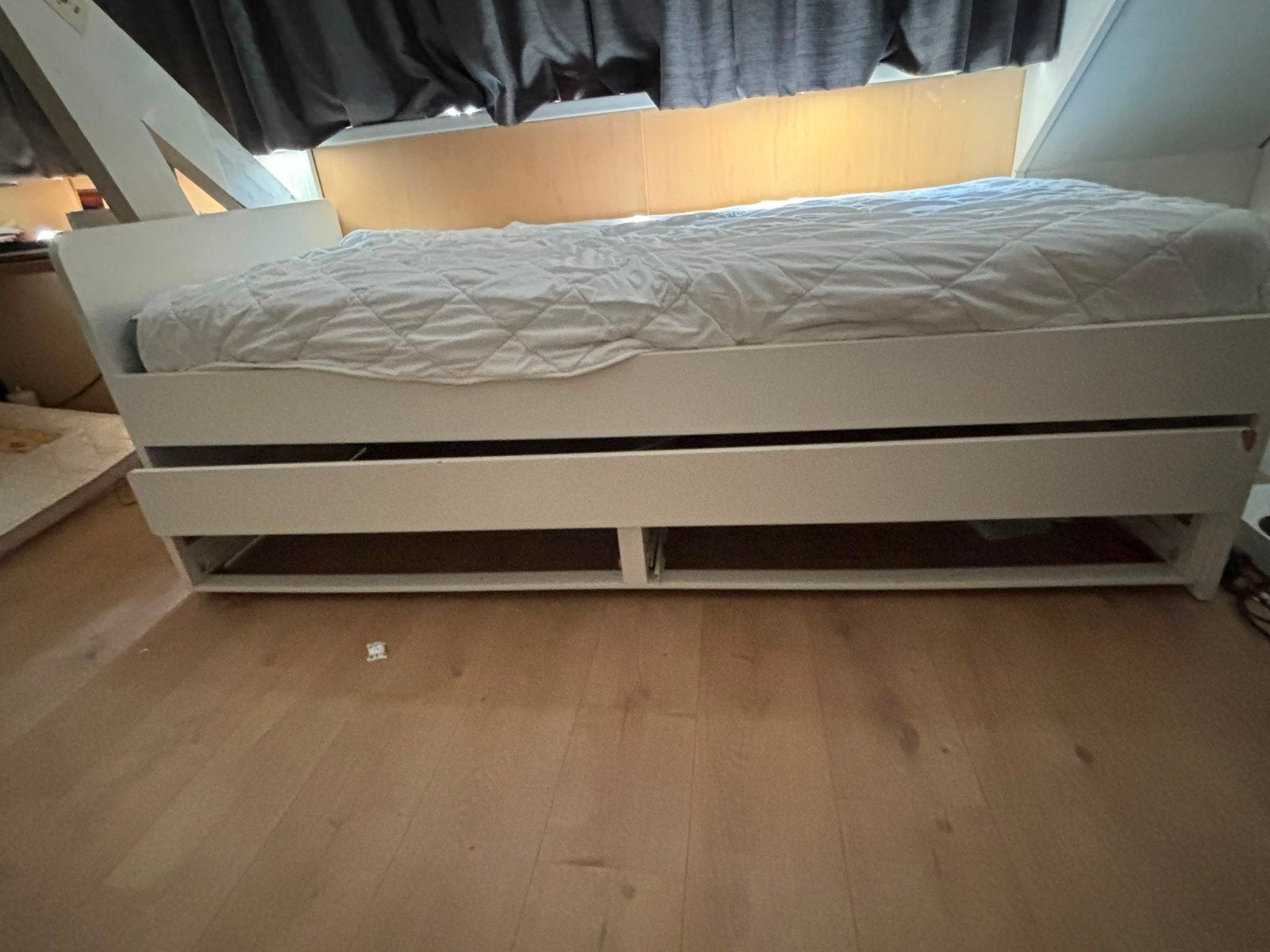 Gratis af te halen: IKEA-bed met logeerbed, Ophalen, Gebruikt, Eenpersoons, Wit