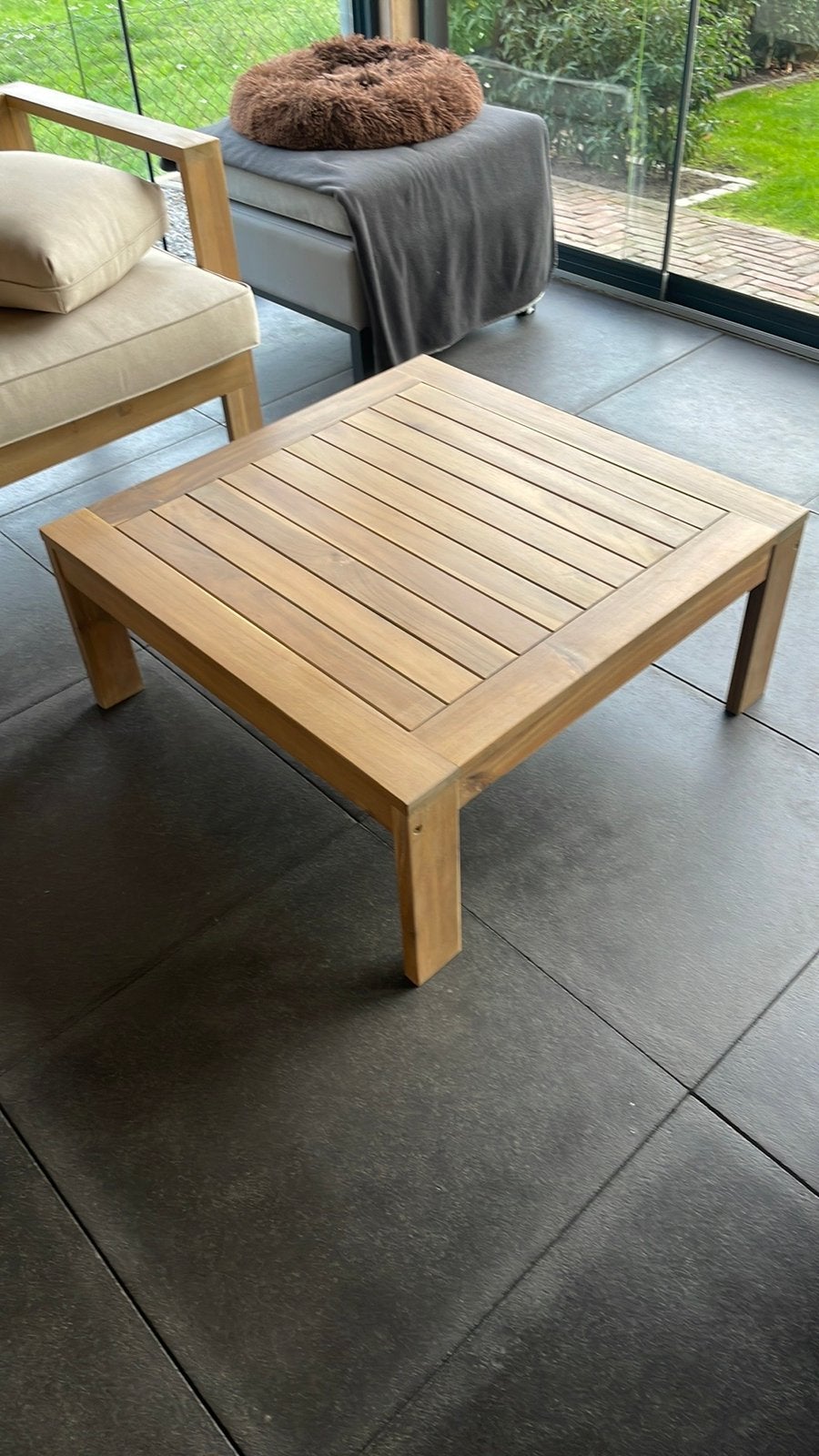 Teak houten bijzettafel, Ophalen of Verzenden, Nieuw, Teakhout, Bijzettafel