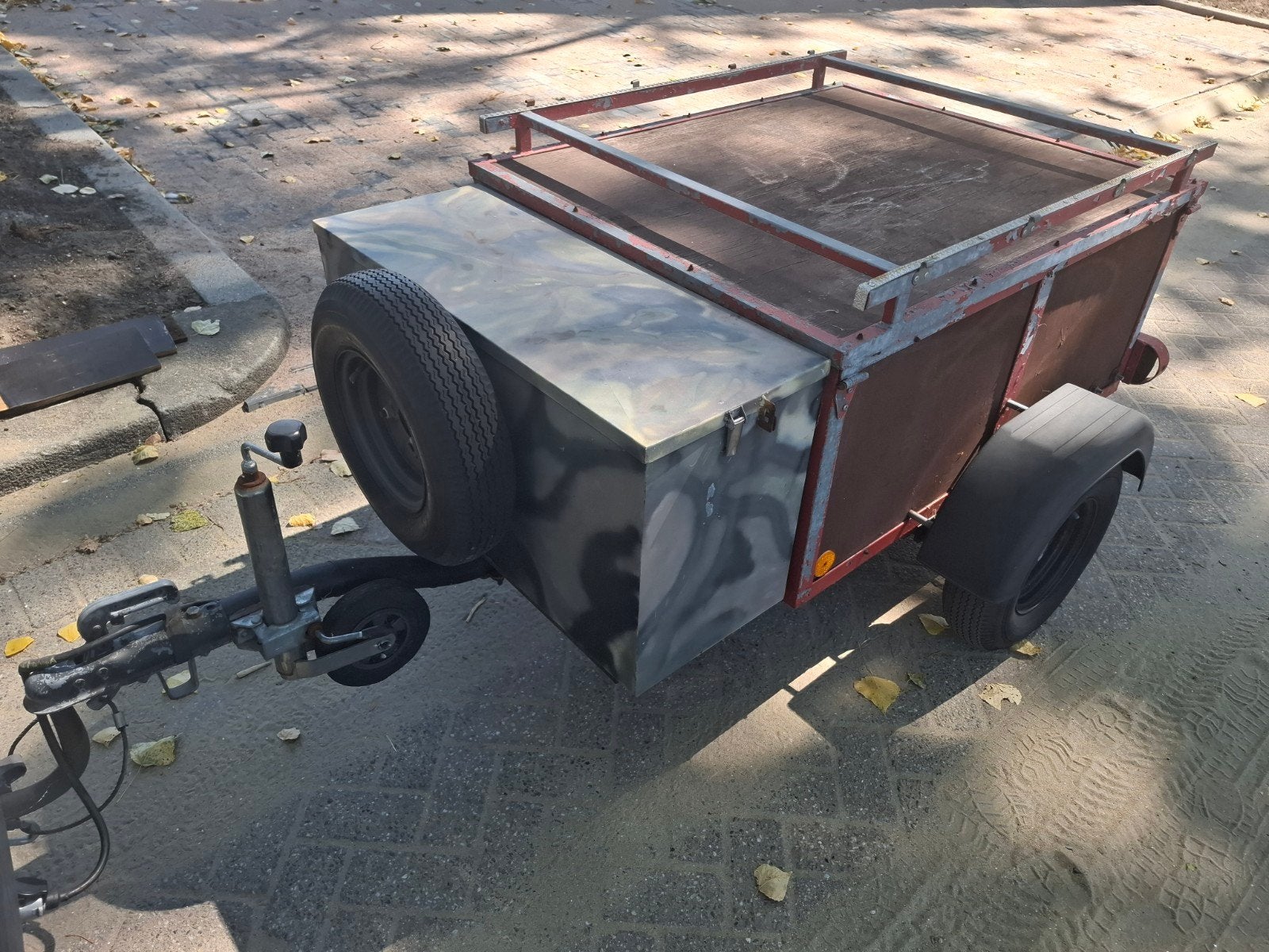 Kleine bagage aanhanger / bagagewagen met disselbak, Ophalen of Verzenden, Gebruikt