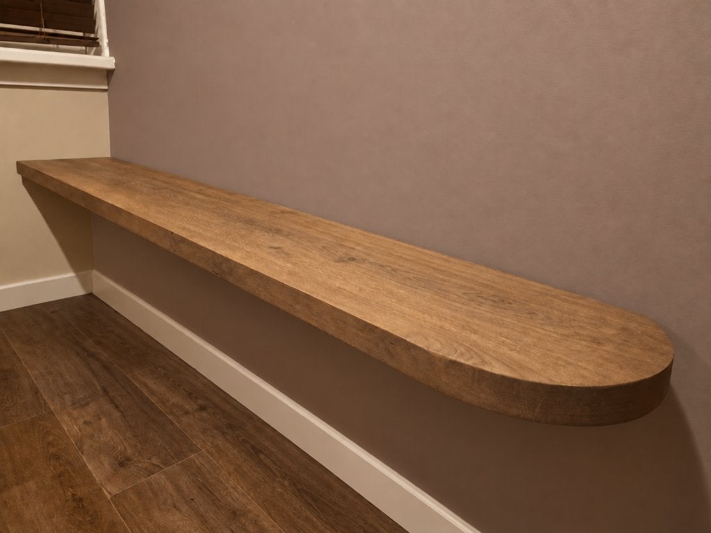Eiken wandplank 180x30 cm met blinde bevestiging en beugels, Ophalen, Zo goed als nieuw