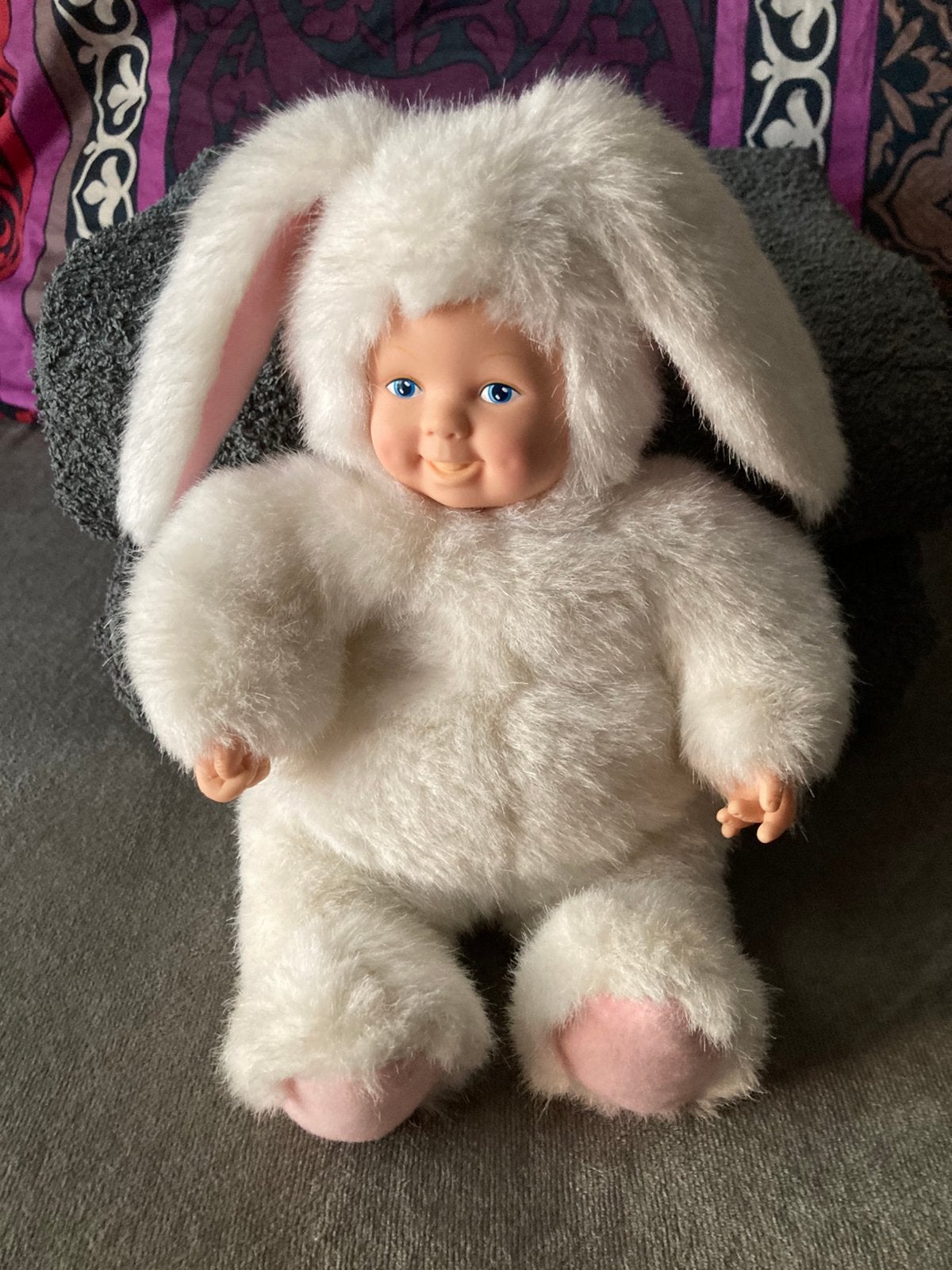 Anne Geddes Babypop konijn wit, Kinderen en Baby's, Ophalen of Verzenden, Zo goed als nieuw, Konijn