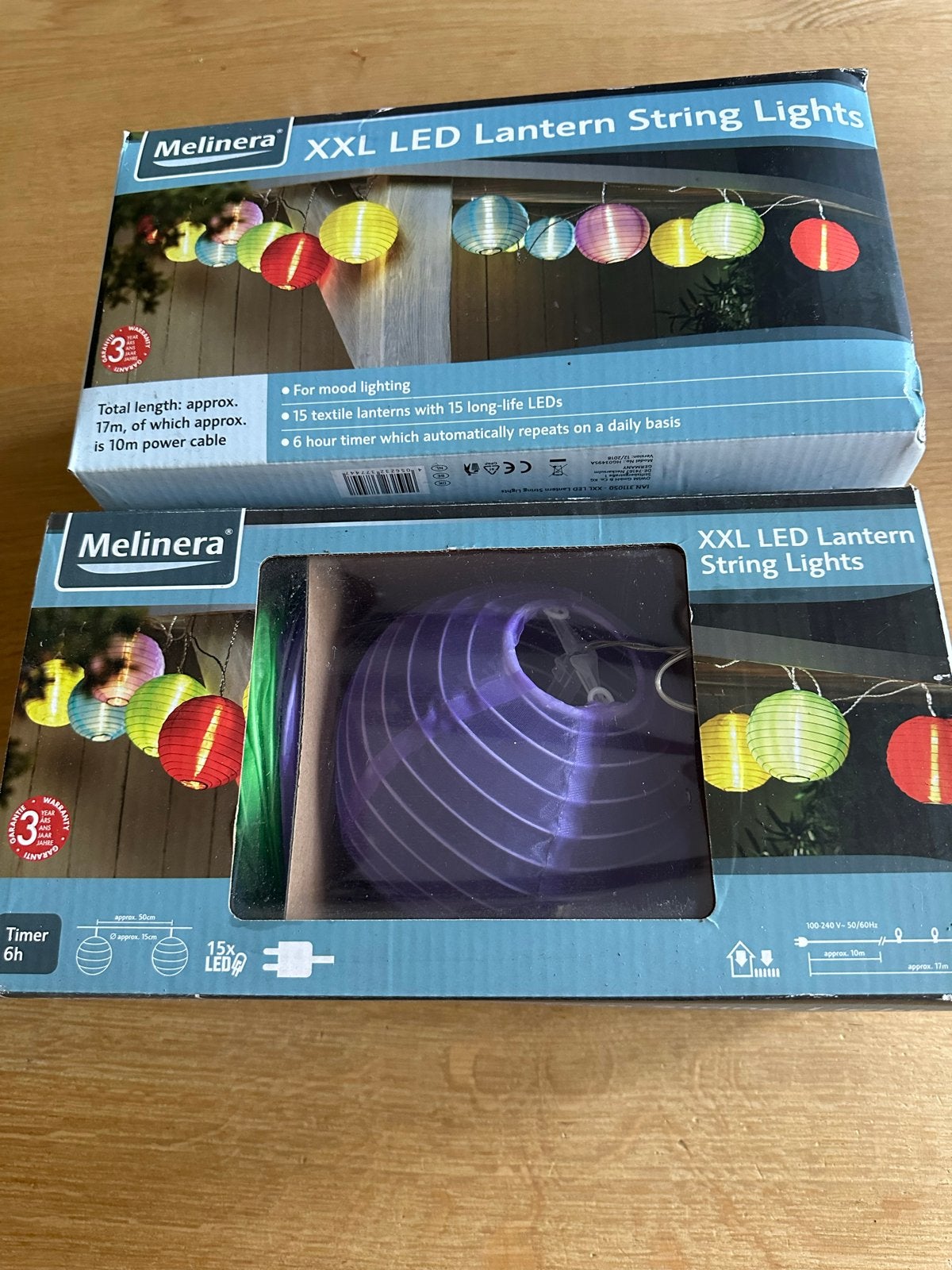 2x Melinera XXL LED Lampion Lichtslinger met Timer, 17m, Kunststof, Minder dan 50 watt, Overige typen, Nieuw