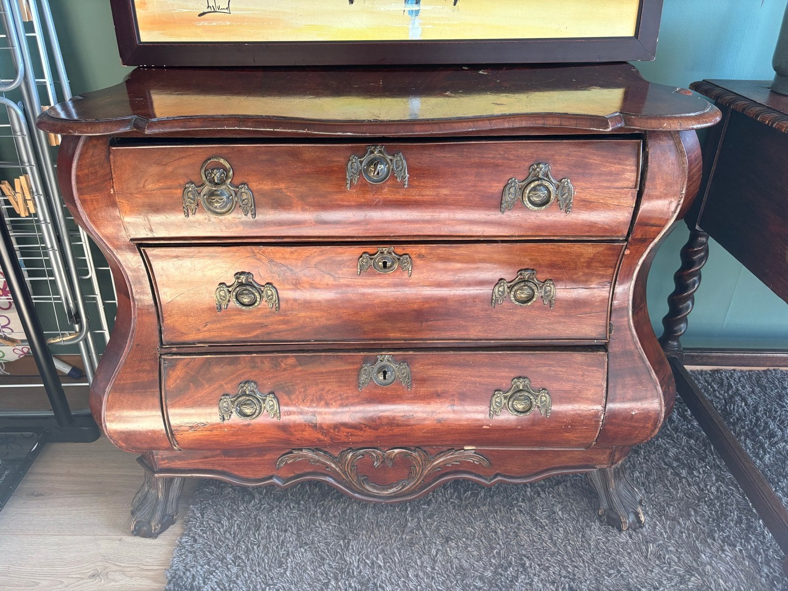 Vintage houten commode met 3 lades, Ophalen