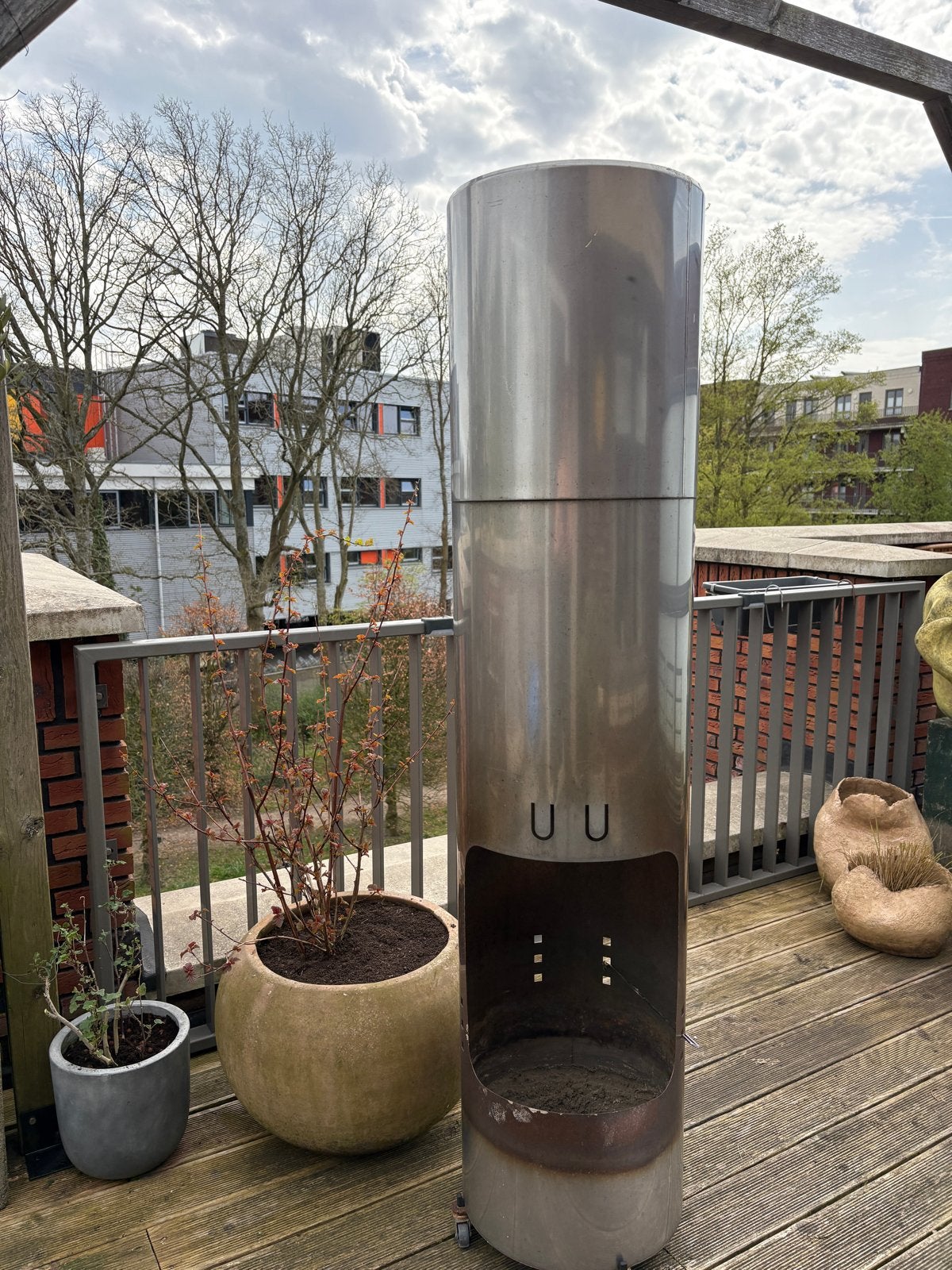 Stijlvolle RVS Buitenhaard / Terrashaard met BBQ-rooster, Tuin en Terras, Ophalen, Gebruikt