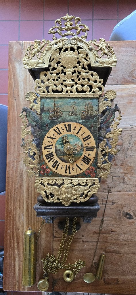 Antieke Friese Stoel(tjes) klok, eind 18e eeuw., Antiek en Kunst, Ophalen