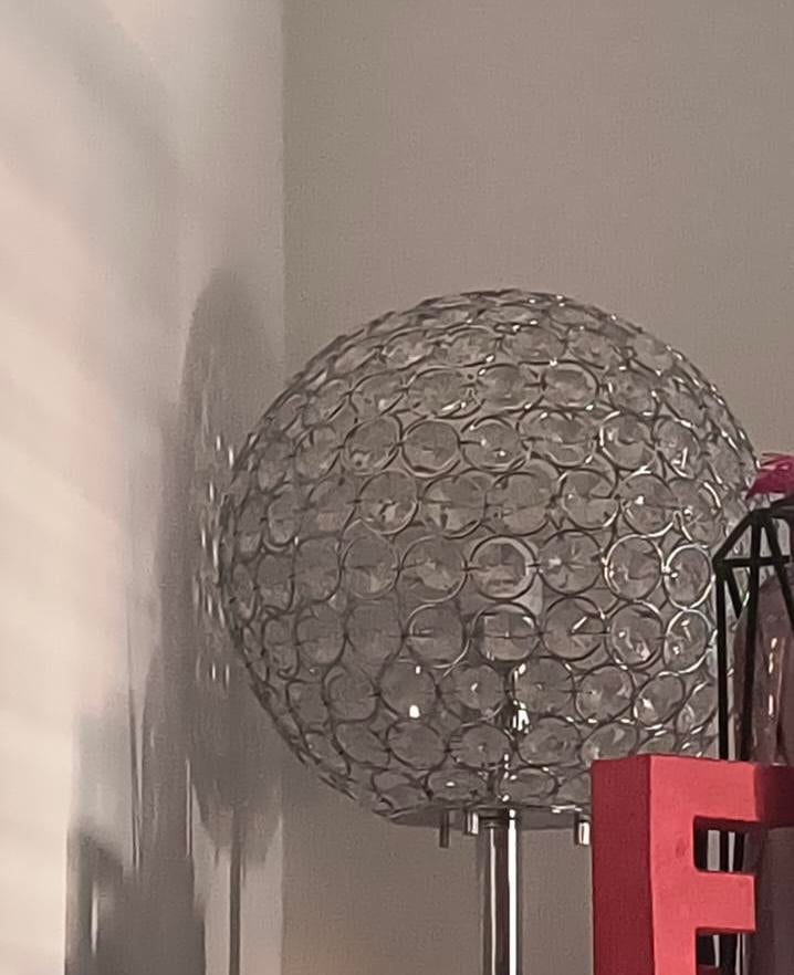 staande lamp met kristallen, Huis en Inrichting, Lampen | Kroonluchters, Ophalen, Gebruikt, Metaal