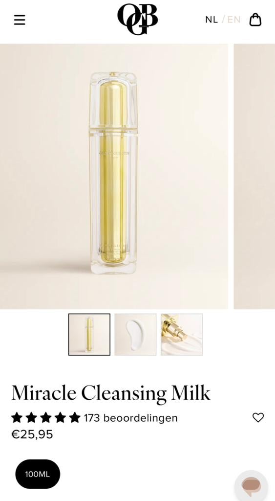 OGB Miracle cleansing milk, Gehele gezicht, Wit, Nieuw, Ophalen of Verzenden