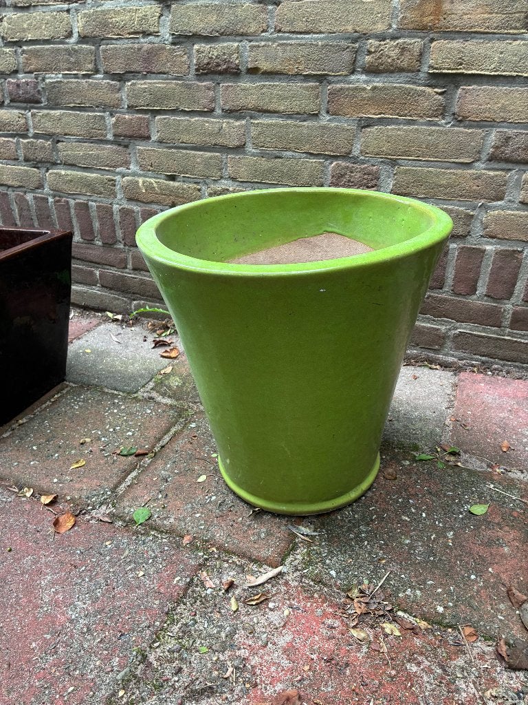 Grote groene geglazuurde bloempot 40x40 cm, Ophalen, Gebruikt, 40 cm of meer, Rond