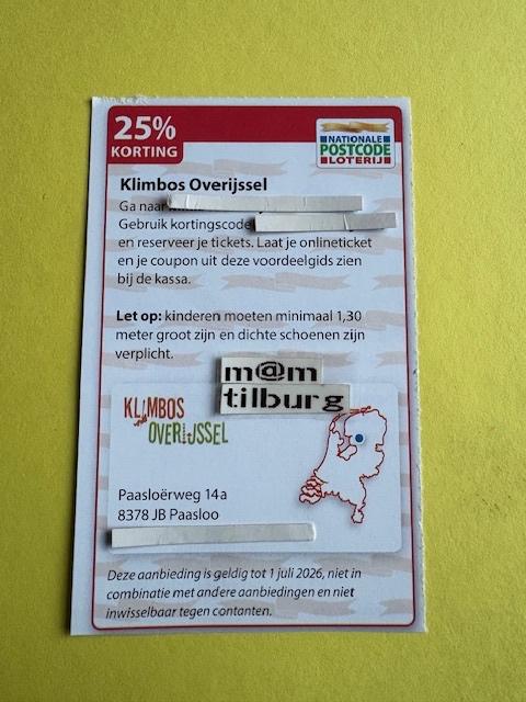 Klimbos Overijssel 25% korting, Drie personen of meer, Kortingsbon, Overige typen