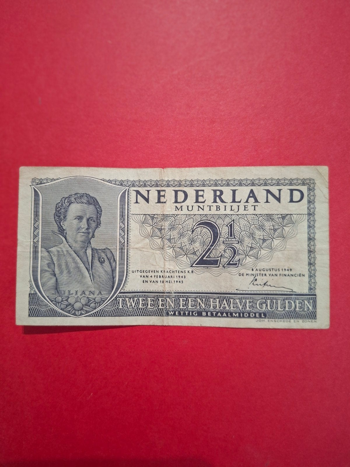 2,5 gulden Juliana uit 1949 in ZF, Postzegels en Munten, Ophalen of Verzenden, 2½ gulden, Los biljet