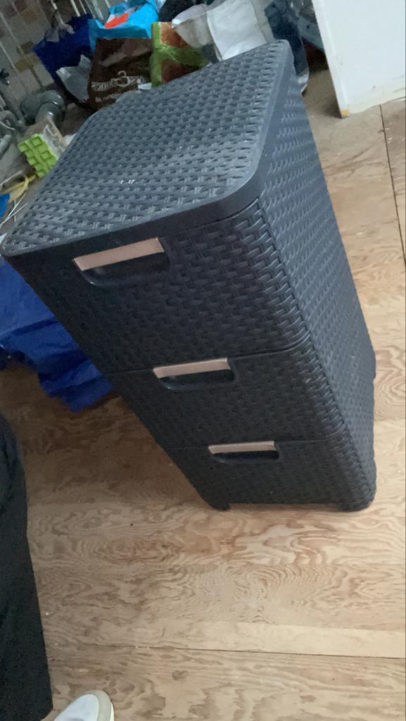 Donkergrijze ladekast met 3 laden, Gebruikt, Ophalen of Verzenden, 3 of 4 laden, Minder dan 100 cm