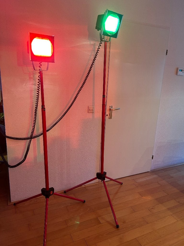 Schijnwerpers met filters in case en statieven, Ophalen, Gebruikt, Licht