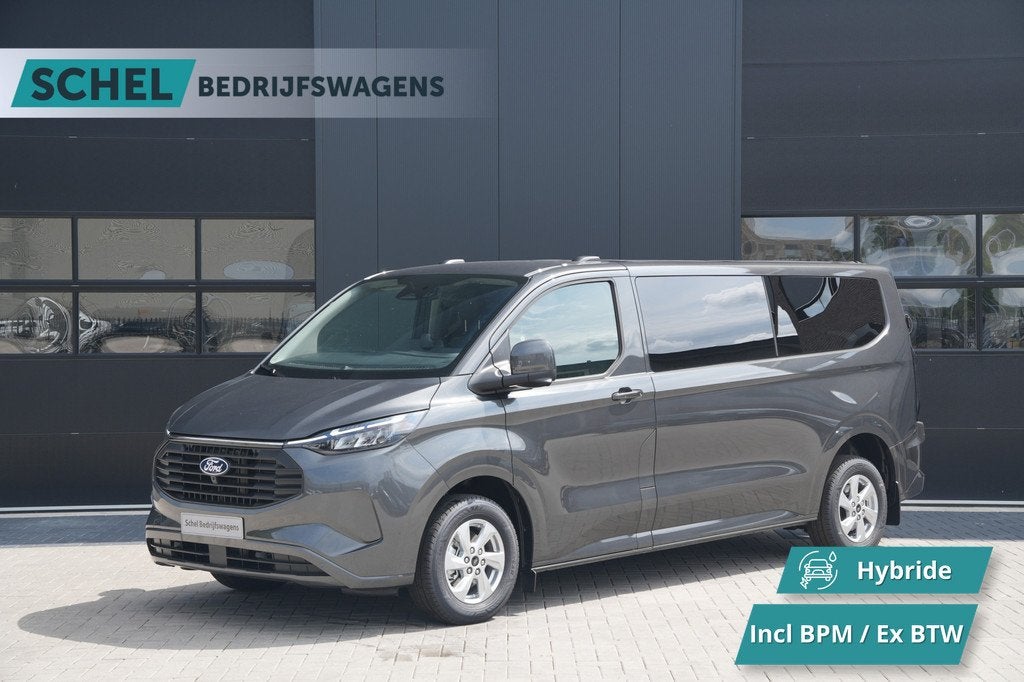 Ford Transit Custom 340 2.5 PHEV L2H1 Limited 232pk 9 Zits -, Auto's, Ford, Euro 6, Bedrijf, Hybride Elektrisch/Benzine, Zilver of Grijs