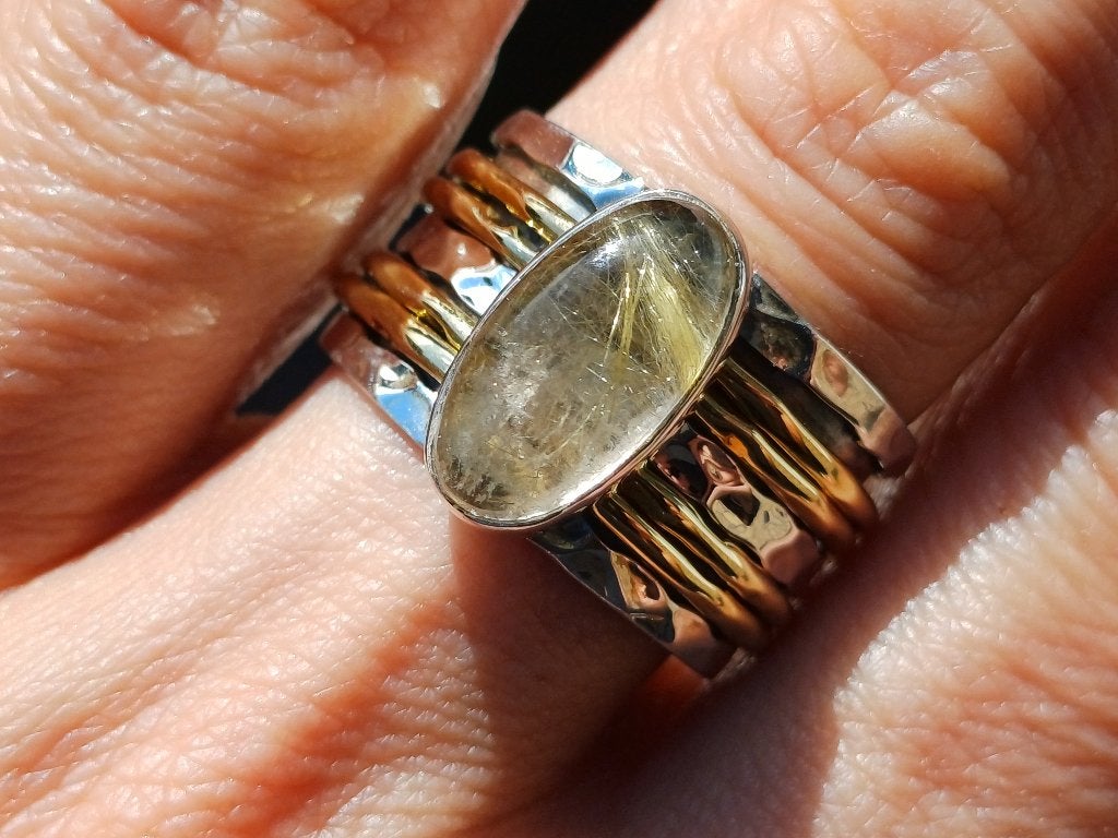 Vanoli 925 zilveren draai spin ring rutielkwarts maat 18,75, Sieraden, Tassen en Uiterlijk, Daiva1973@hotmail.com, 18 tot 19, Vanoli