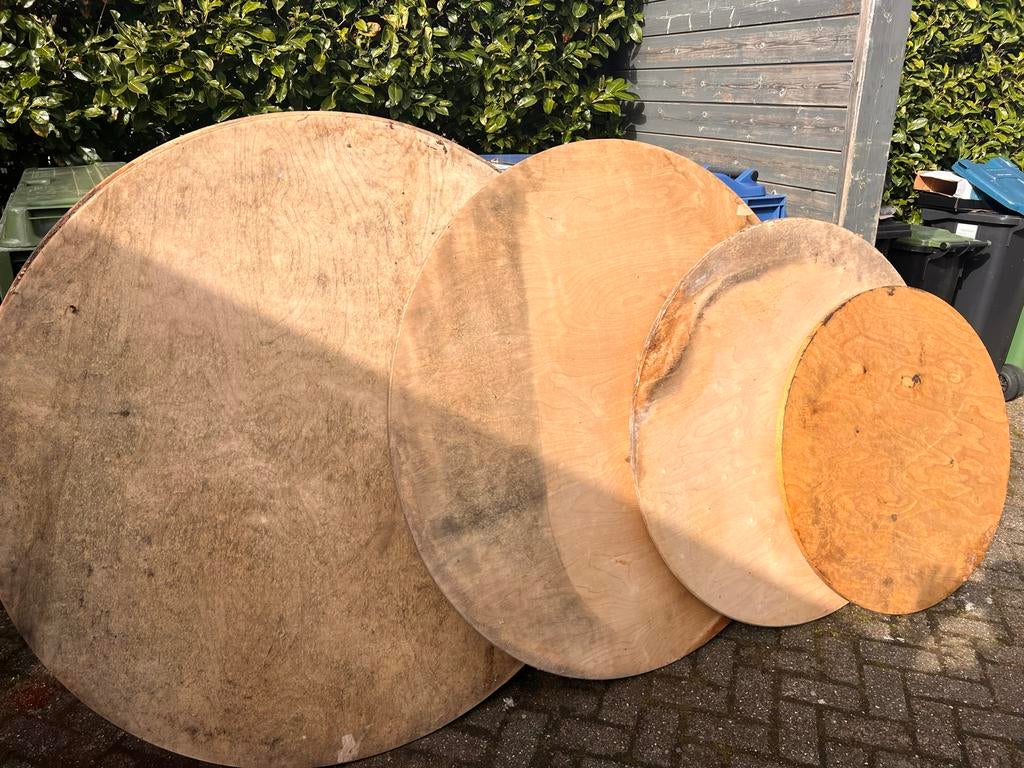 Ronde onbehandelde tafelbladen, diverse afmetingen, Huis en Inrichting, Ophalen, Gebruikt, 50 tot 100 cm, Rond