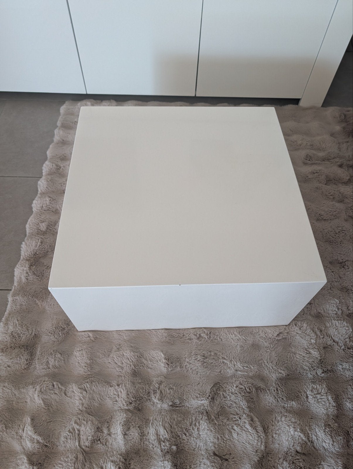 Witte vierkante salontafel - gebruikt, Huis en Inrichting, Ophalen, Gebruikt, 50 tot 100 cm, Modern, Strak