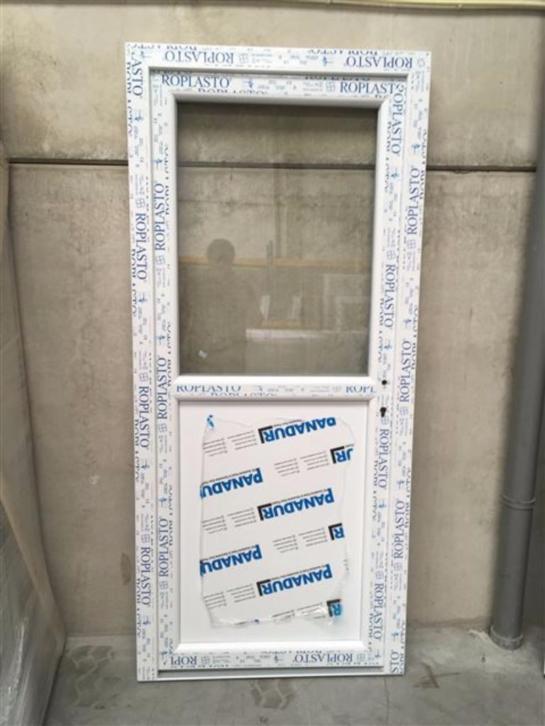 Kunststof buiten deur 93 x 208 1/2 glas., Niet ingevuld, 80 tot 100 cm, Niet ingevuld, Nieuw