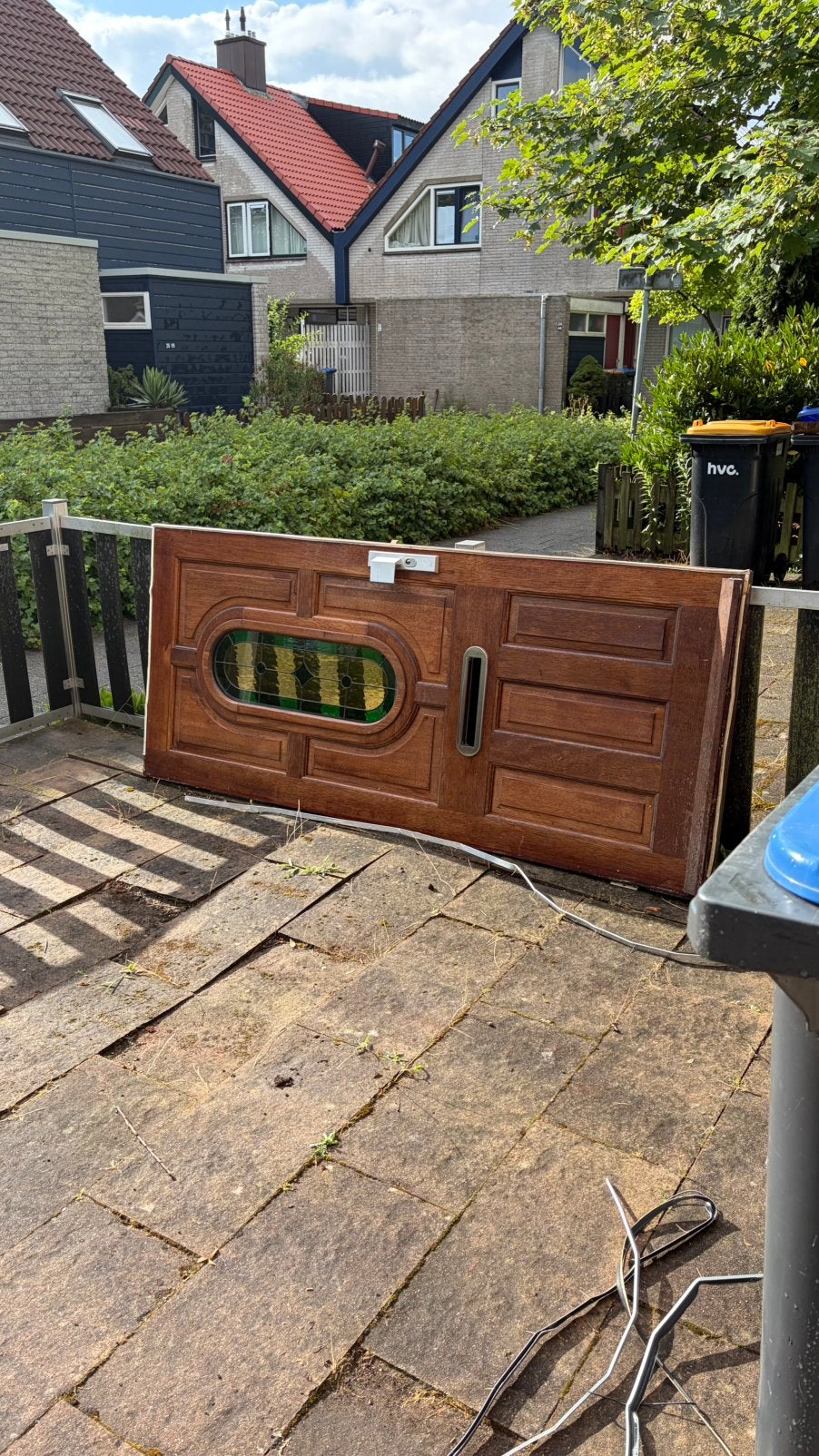 Voordeur met glas in loodraam !, Ophalen, Gebruikt, 80 tot 100 cm, Buitendeur